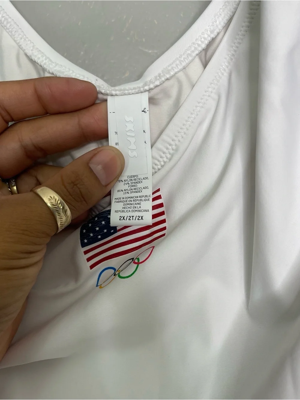 SKIMS Team USA Signature Swim Olympic Scoop Neck One Piece Swimsuit Sz 2X